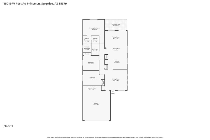 1,935/Mo, 15019 W Port au Prince Ln Surprise, AZ 85379 Floor Plan View