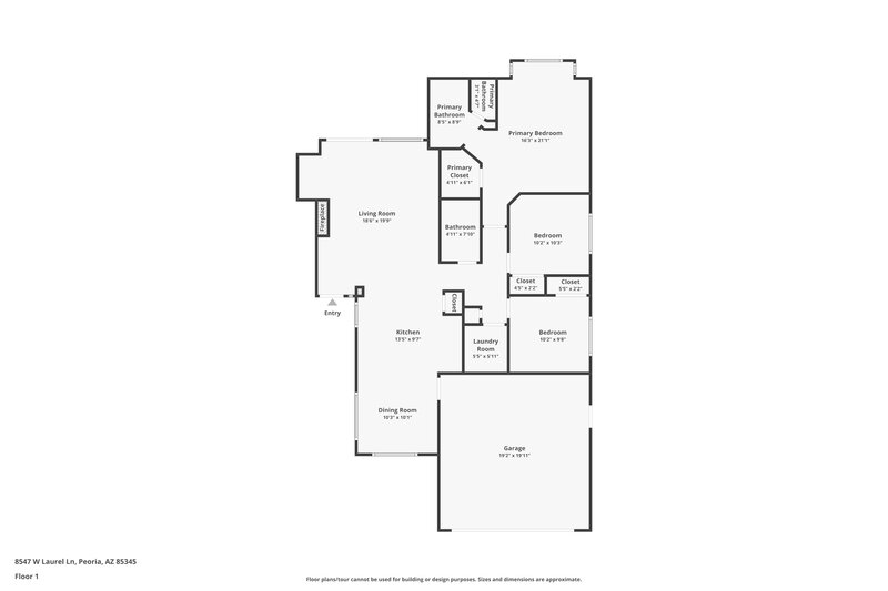 1,915/Mo, 8547 W Laurel Ln Peoria, AZ 85345 Floor Plan View