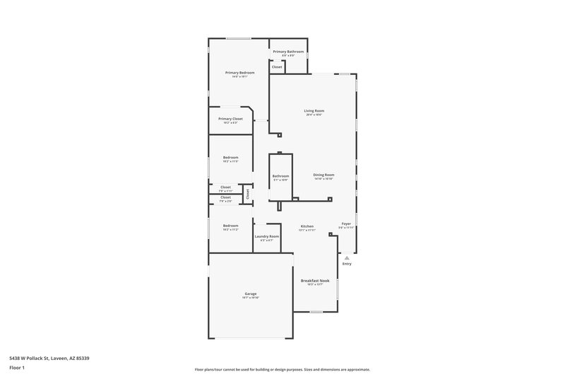 2,295/Mo, 5438 W Pollack St Laveen, AZ 85339 Floor Plan View