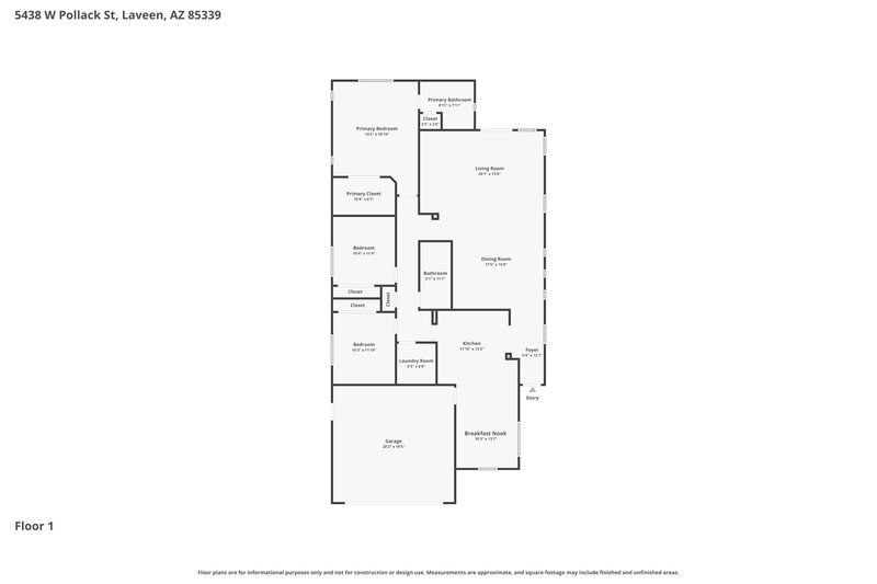 1,920/Mo, 5438 W Pollack St Laveen, AZ 85339 Floor Plan View