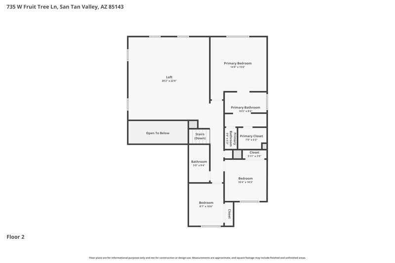1,995/Mo, 735 W Fruit Tree Ln San Tan Valley, AZ 85143 Floor Plan View 2