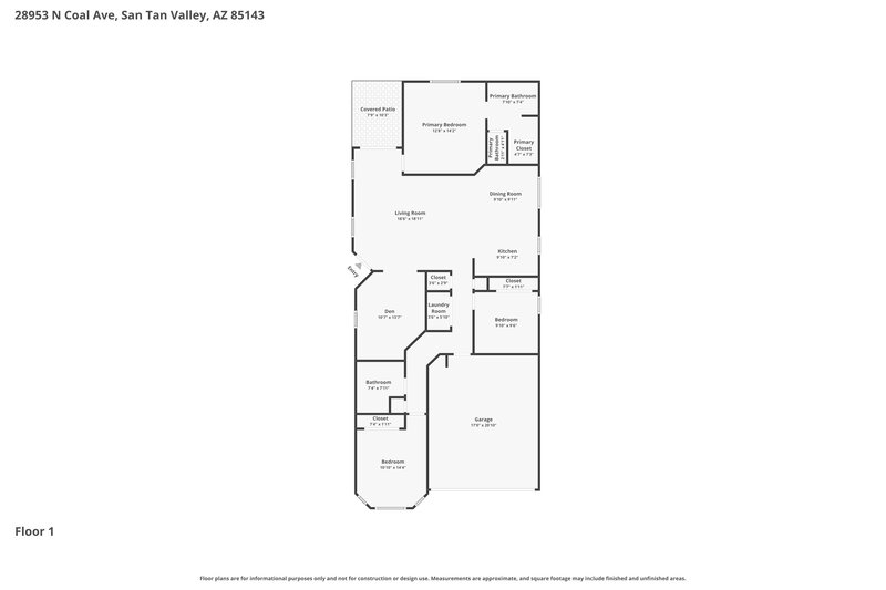 1,750/Mo, 28953 N Coal Ave San Tan Valley, AZ 85143 Floor Plan View