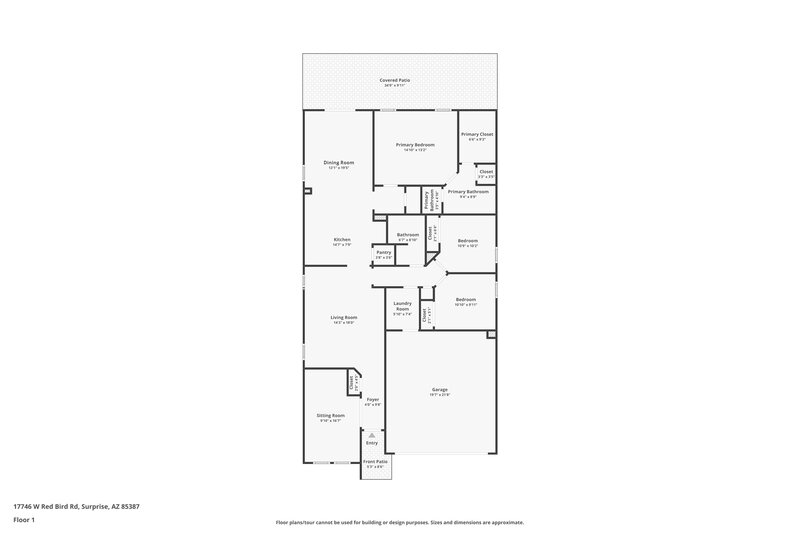 1,800/Mo, 17746 W Red Bird Rd Surprise, AZ 85387 Floor Plan View