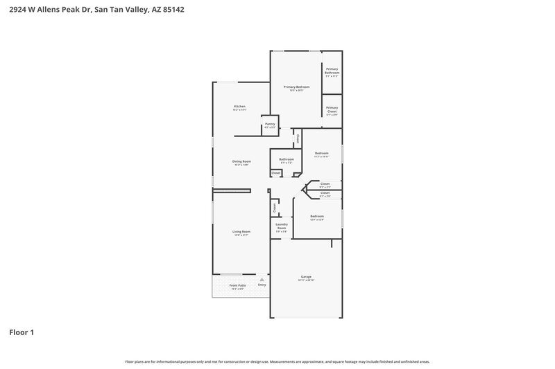 1,980/Mo, 2924 W Allens Peak Dr San Tan Valley, AZ 85142 Floor Plan View