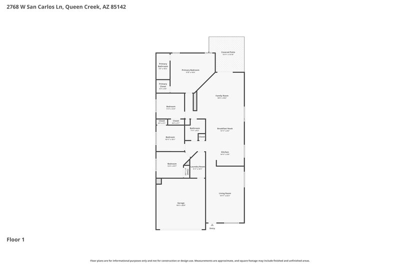 1,825/Mo, 2768 W San Carlos Ln San Tan Valley, AZ 85142 Floor Plan View