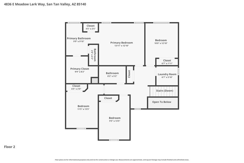 1,830/Mo, 4836 E Meadow Lark Way San Tan Valley, AZ 85140 Floor Plan View 2