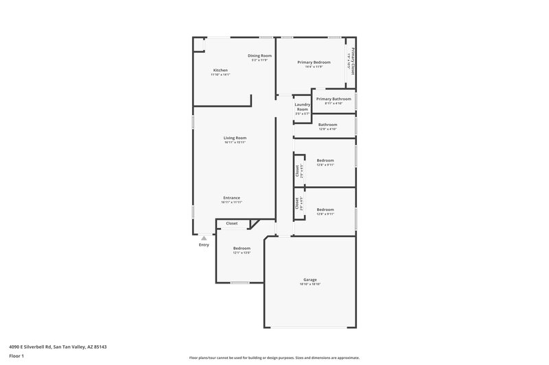 1,740/Mo, 4090 East Silverbell Road San Tan Valley, AZ 85143 Floor Plan View
