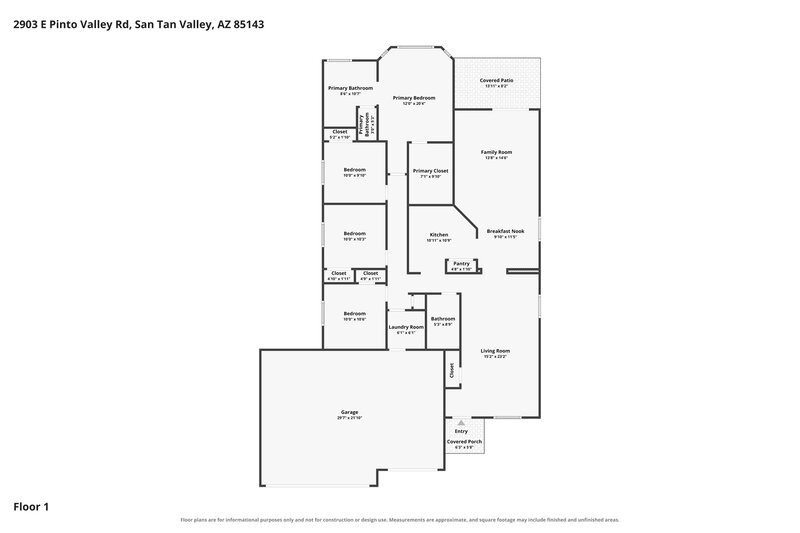 1,855/Mo, 2903 East Pinto Valley Road San Tan Valley, AZ 85143 Floor Plan View