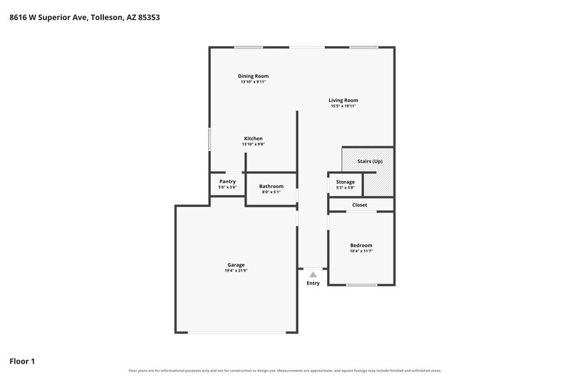 2,525/Mo, 8616 W Superior Ave Tolleson, AZ 85353 Floor Plan View