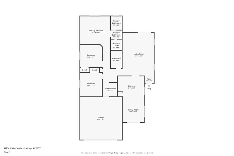 1,625/Mo, 12734 W Via Camille El Mirage, AZ 85335 Floor Plan View