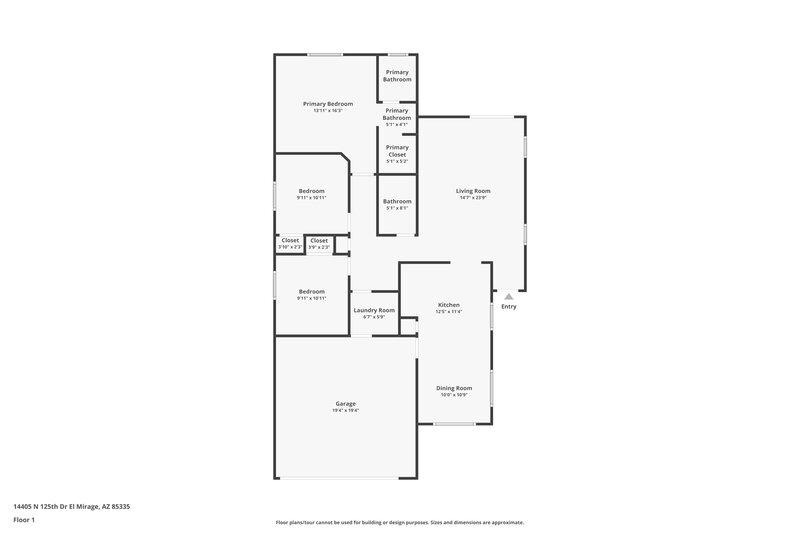 1,795/Mo, 14405 N 125th Dr El Mirage, AZ 85335 Floor Plan View
