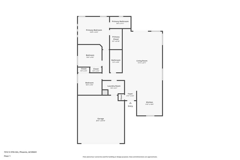 1,955/Mo, 7312 S 37th Gln Phoenix, AZ 85041 Floor Plan View