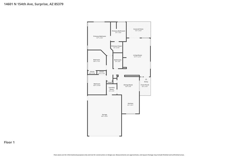 1,920/Mo, 14601 N 154th Ave Surprise, AZ 85379 Floor Plan View