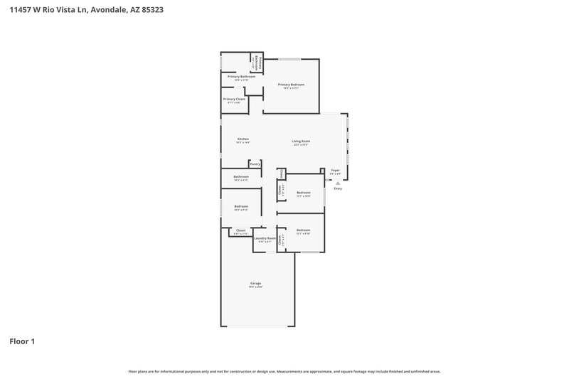 1,925/Mo, 11457 W Rio Vista Ln Avondale, AZ 85323 Floor Plan View