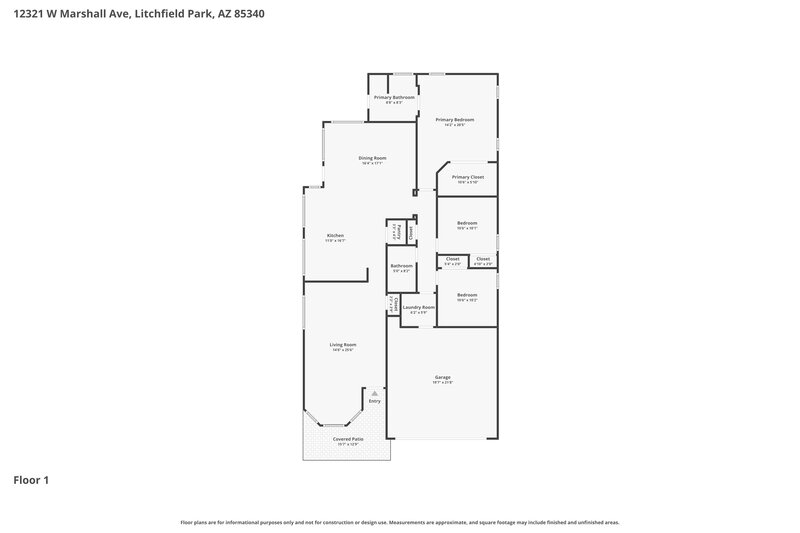 2,005/Mo, 12321 W Marshall Ave Litchfield Park, AZ 85340 Floor Plan View