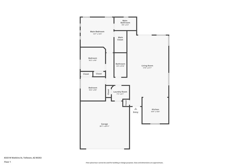 1,865/Mo, 8333 W Watkins St Tolleson, AZ 85353 Floor Plan View