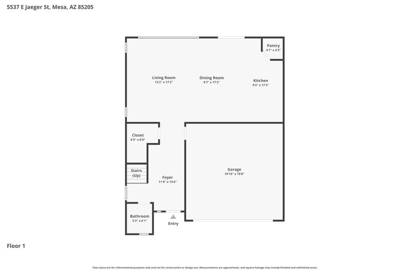 2,520/Mo, 5537 E Jaeger Street Mesa, AZ 85205 Floor Plan View