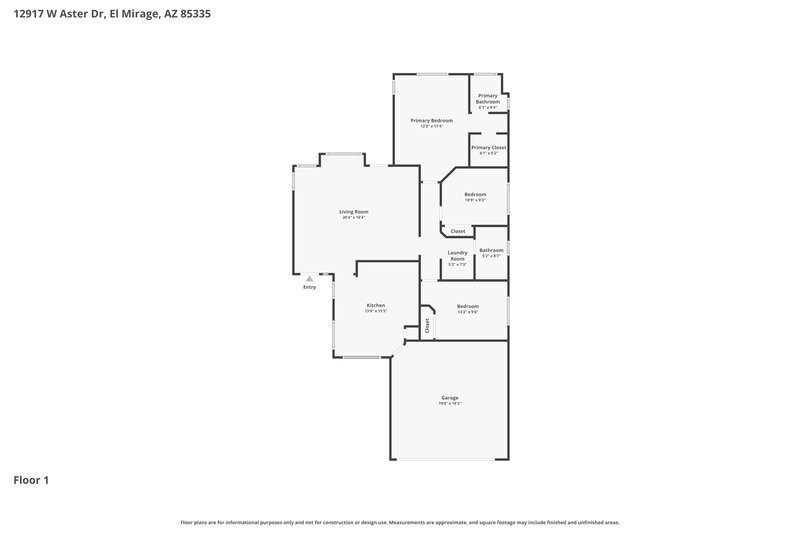 1,705/Mo, 12917 W Aster Dr El Mirage, AZ 85335 Floor Plan View