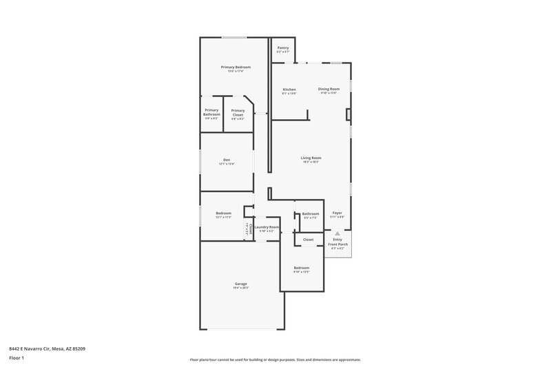 2,155/Mo, 8442 E Navarro Cir Mesa, AZ 85209 Floor Plan View