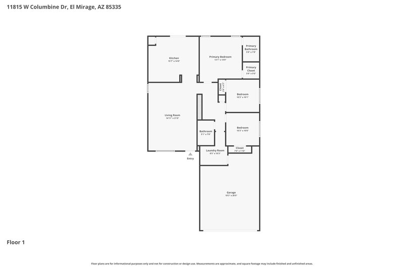 1,680/Mo, 11815 W Columbine Dr El Mirage, AZ 85335 Floor Plan View