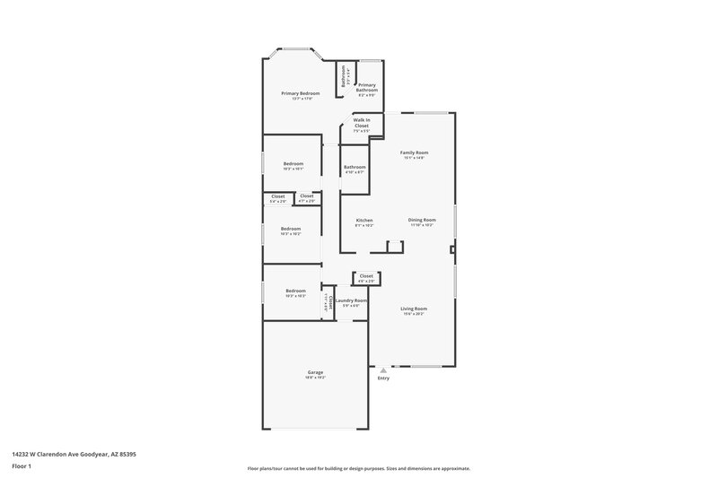 2,315/Mo, 14232 W Clarendon Ave Goodyear, AZ 85395 Floor Plan View