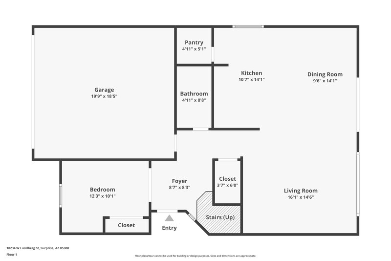 2,050/Mo, 18234 W Lundberg St Surprise, AZ 85388 Floor Plan View