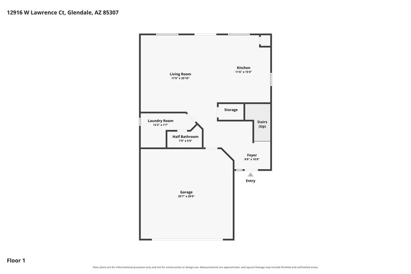 2,210/Mo, 12916 W Lawrence Ct Glendale, AZ 85307 Floor Plan View