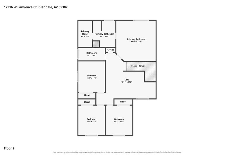 2,210/Mo, 12916 W Lawrence Ct Glendale, AZ 85307 Floor Plan View 2