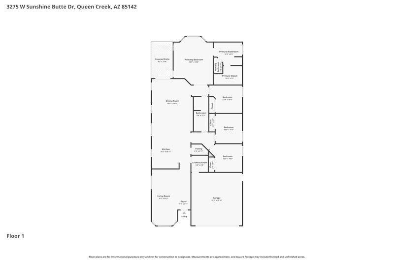 2,070/Mo, 3275 W Sunshine Butte Drive Queen Creek, AZ 85142 Floor Plan View