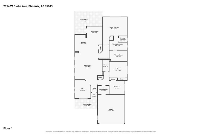 2,010/Mo, 7154 W Globe Avenue Phoenix, AZ 85043 Floor Plan View