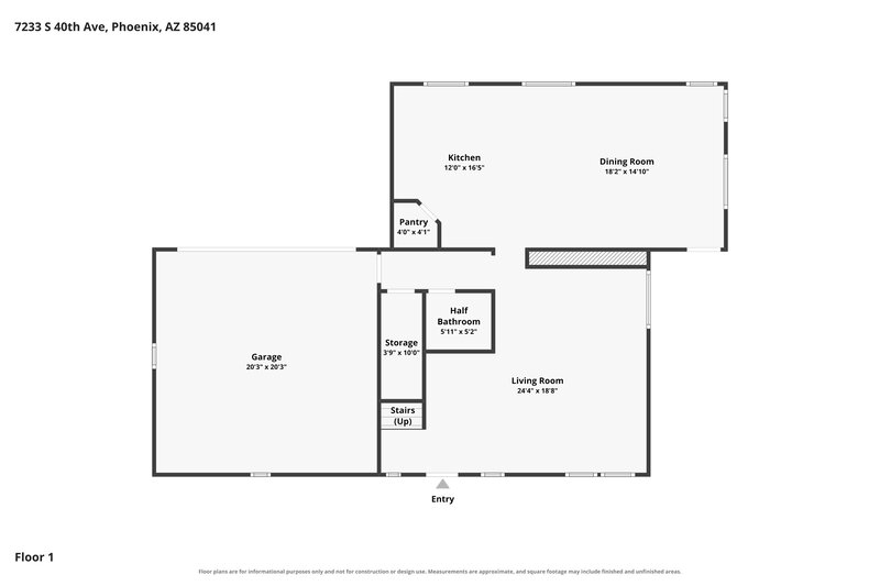 2,060/Mo, 7233 S 40th Ave Phoenix, AZ 85041 Floor Plan View