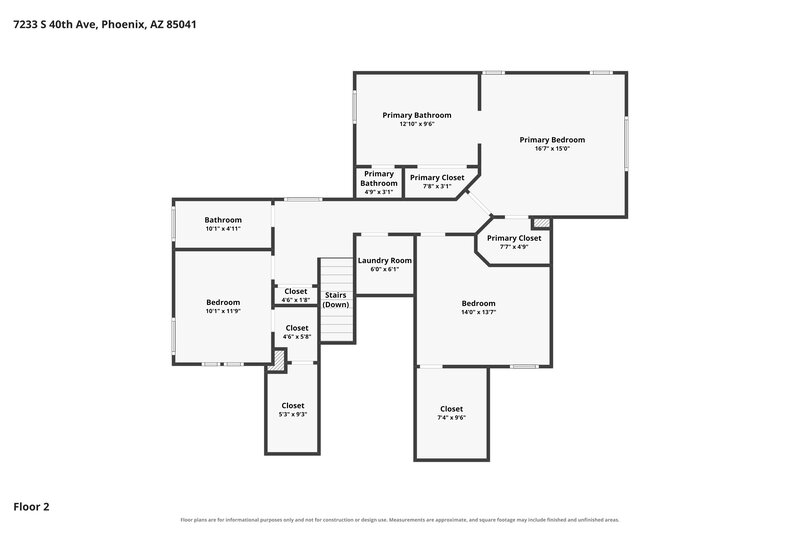 2,060/Mo, 7233 S 40th Ave Phoenix, AZ 85041 Floor Plan View 2