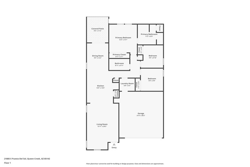 1,900/Mo, 21885 E Puesta Del Sol Queen Creek, AZ 85142 Floor Plan View