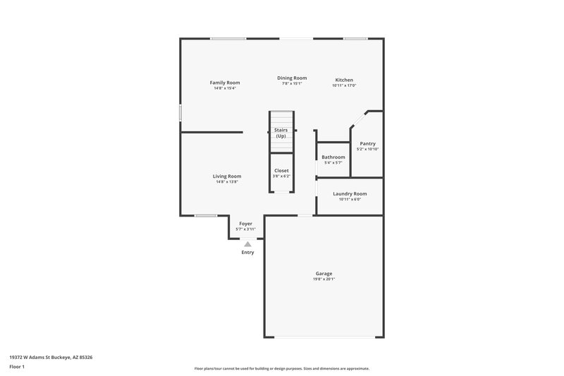 1,890/Mo, 19372 W Adams Street Buckeye, AZ 85326 Floor Plan View