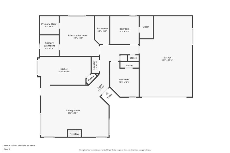 1,935/Mo, 6529 N 74th Drive Glendale, AZ 85303 Floorplan View