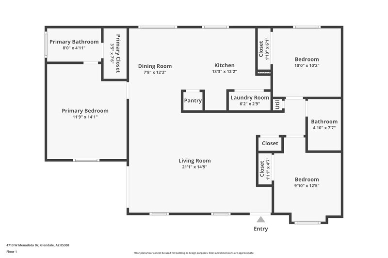 1,790/Mo, 4713 W Menadota Drive Glendale, AZ 85308 Floor Plan View