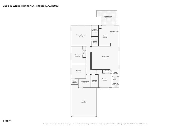 2,265/Mo, 3008 W White Feather Lane Phoenix, AZ 85083 Floor Plan View