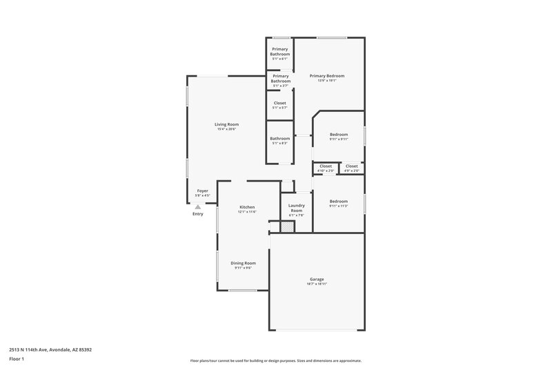 1,895/Mo, 2513 N 114th Avenue Avondale, AZ 85392 Floor Plan View