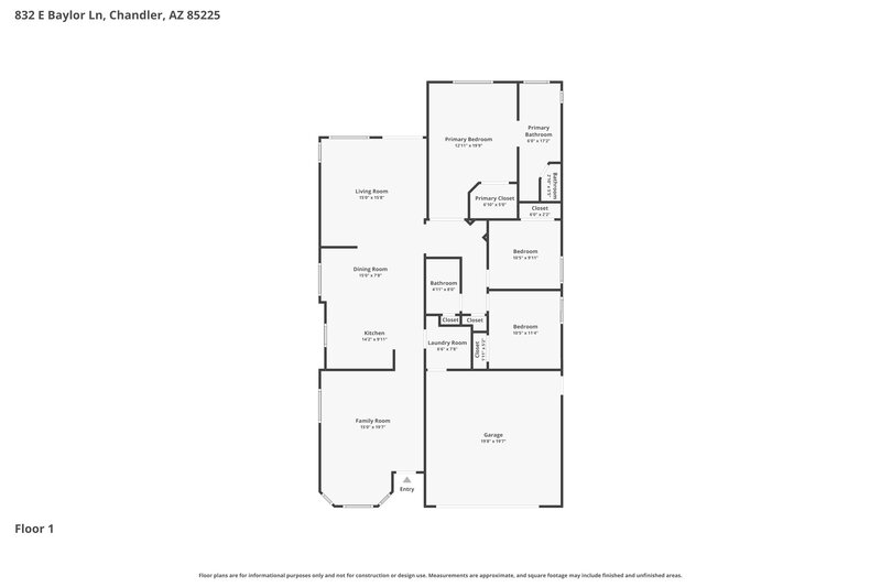 2,340/Mo, 832 E Baylor Lane Chandler, AZ 85225 Floor Plan View