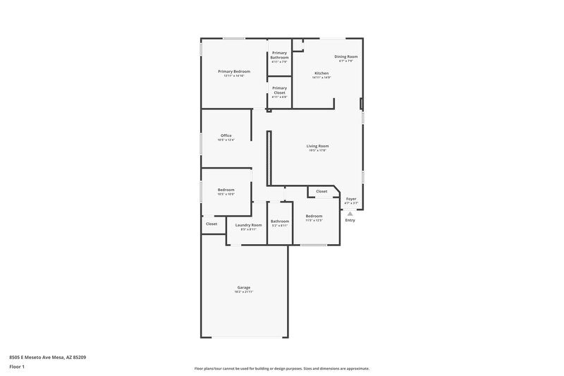 2,125/Mo, 8505 E Meseto Avenue Mesa, AZ 85209 Floor Plan View