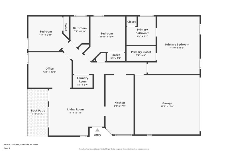 1,935/Mo, 1901 N 129th Avenue Avondale, AZ 85392 Floor Plan View