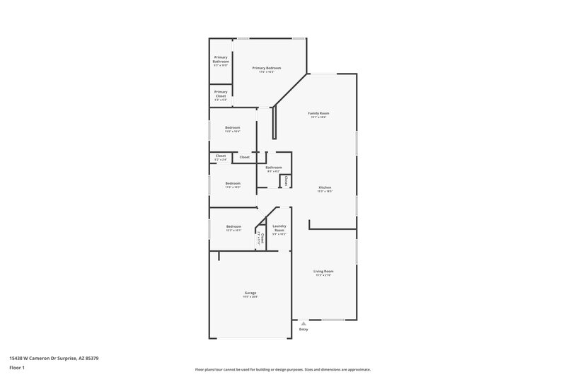2,180/Mo, 15438 W Cameron Drive Surprise, AZ 85379 Floor Plan View