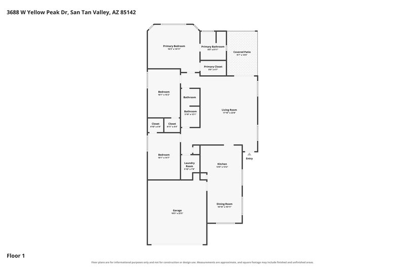 1,775/Mo, 3688 W Yellow Peak Dr San Tan Valley, AZ 85144 Floor Plan View