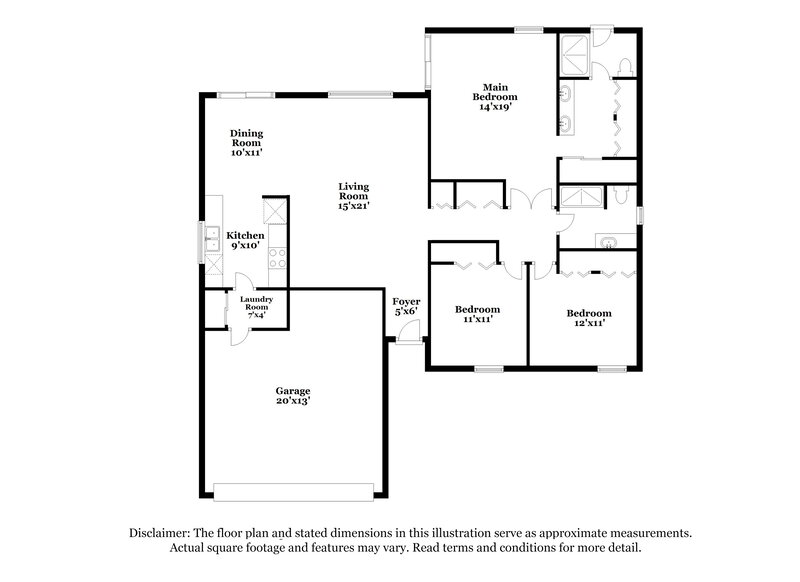 1,850/Mo, 10107 W Roma Avenue Phoenix, AZ 85037 Floor Plan View