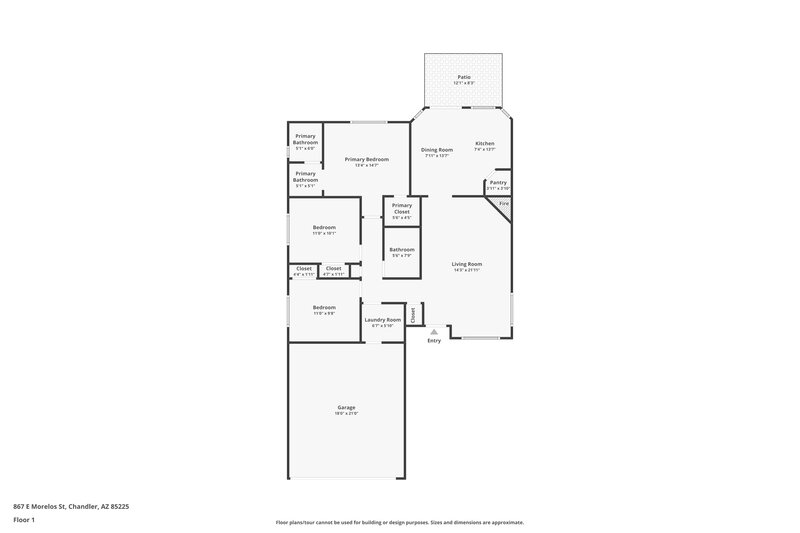 2,200/Mo, 867 E Morelos Street Chandler, AZ 85225 Floor Plan View