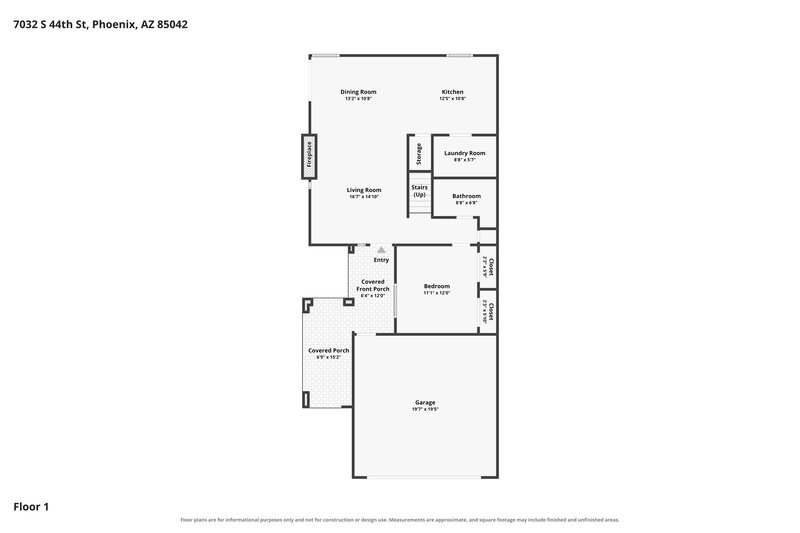 2,000/Mo, 7032 S 44th Street Phoenix, AZ 85042 Floor Plan View
