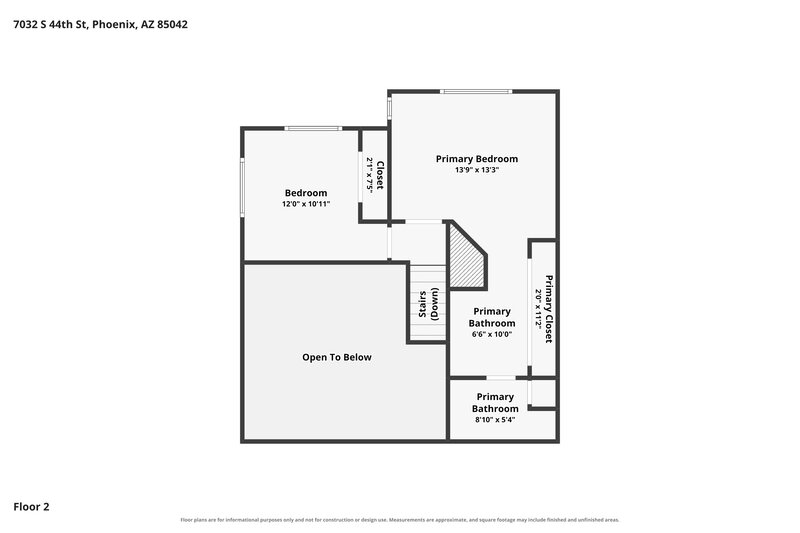 2,000/Mo, 7032 S 44th Street Phoenix, AZ 85042 Floor Plan View 2