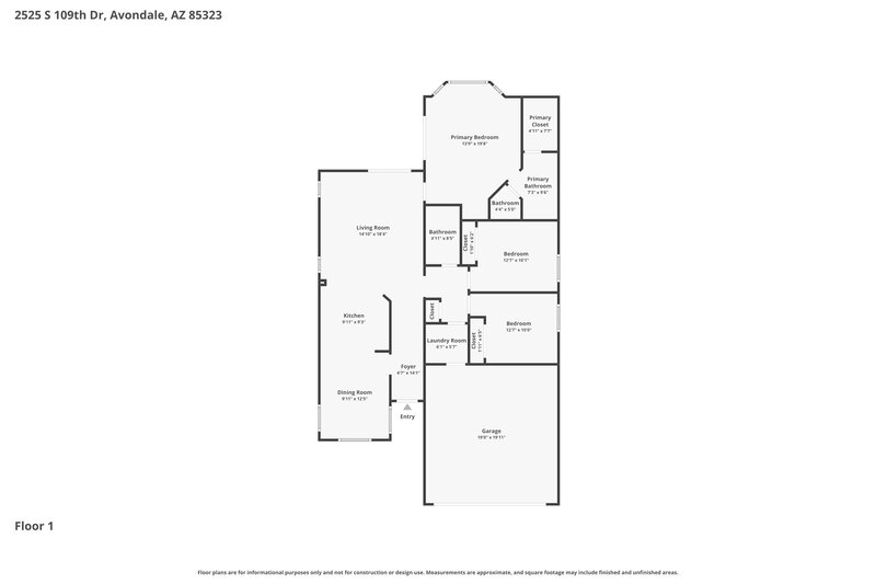 1,915/Mo, 2525 S 109th Drive Avondale, AZ 85323 Floorplan View