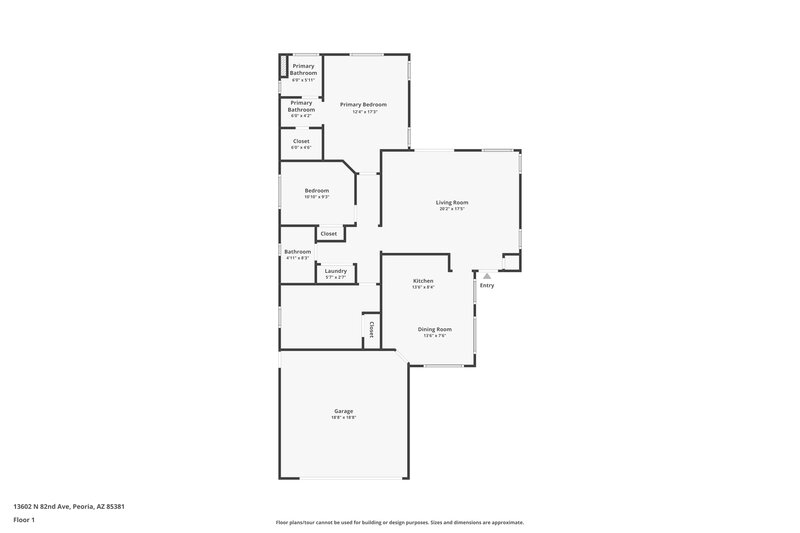 1,965/Mo, 13602 N 82nd Avenue Peoria, AZ 85381 Floor Plan View