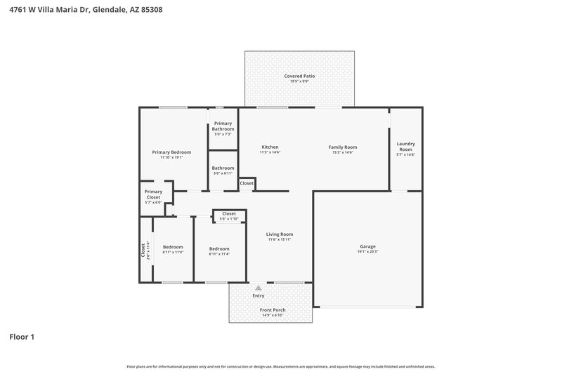 1,925/Mo, 4761 W Villa Maria Drive Glendale, AZ 85308 Floor Plan View